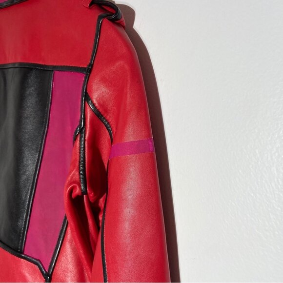 Maje Vibrant Red and Black Leather Jacket. Real prop jacket from RIVERDALE show - Picture 4 of 8